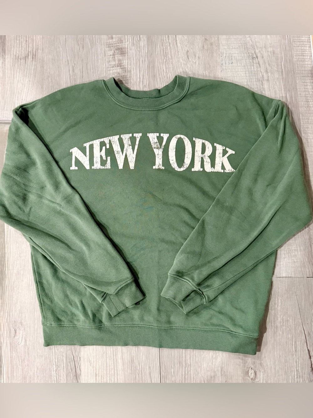 Grayson Threads Green Crewneck Sweatshirt with White "NEW YORK" Print